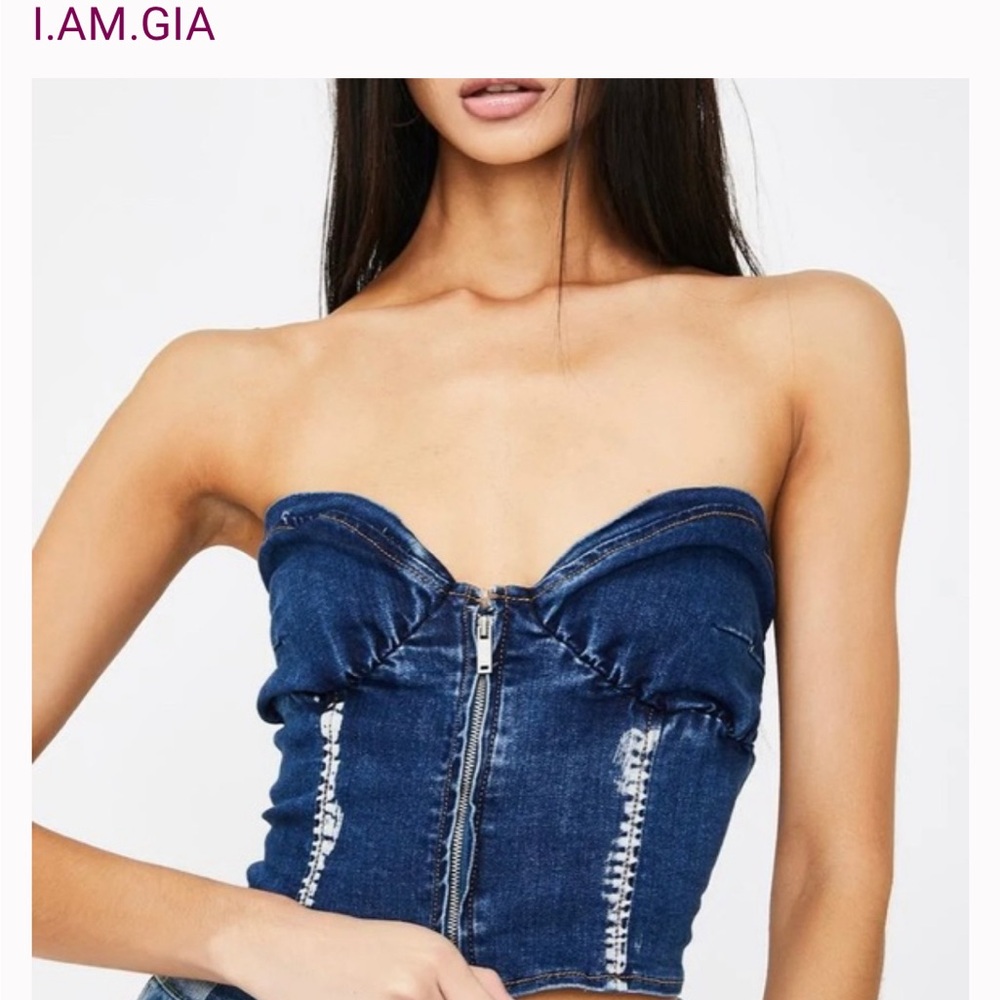 I. AM. GIA denim bustier top